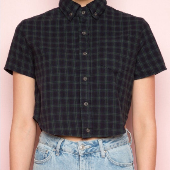 Brandy Melville Tops - Brandy Melville Green Cropped Flannel Felix Top